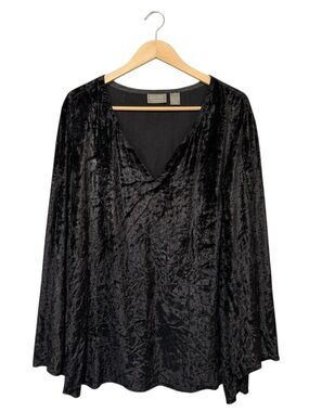Chicos Womens Vintage Black Velvet Tunic Top XL Whimsigoth Witchy Vamp Grunge‎